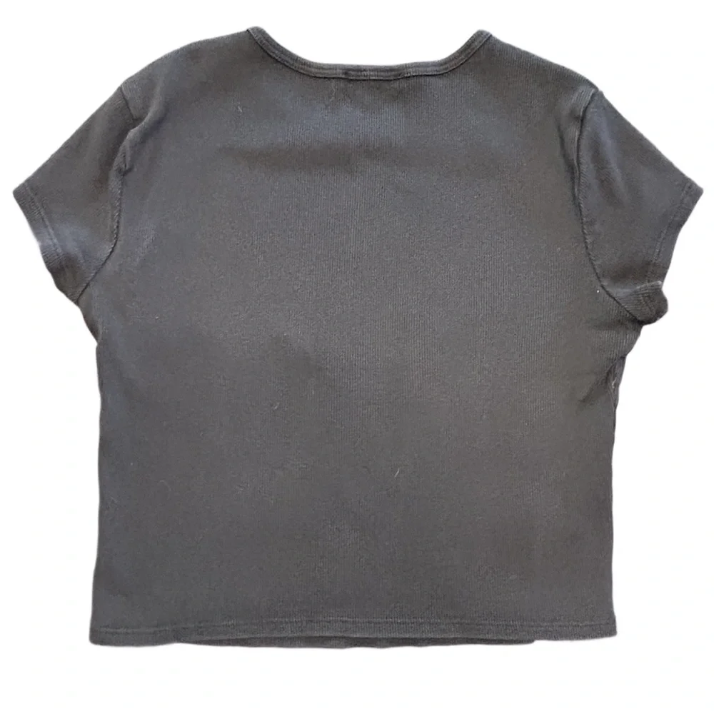SOLD ****Reformation simple plain black short sleeve ribbed cropped top M - Picture 6 of 10